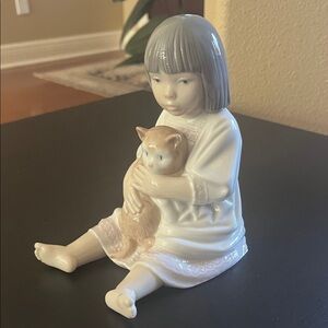 Porcelain Figurine of Girl with Cat